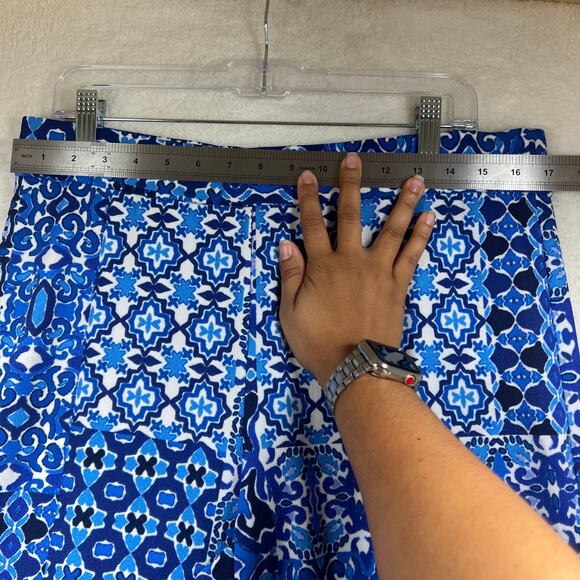 Isaac Mirzah Live Blue Floral Pull On Wide Leg Flowy Stretch Pants Womens Medium - Picture 11 of 13